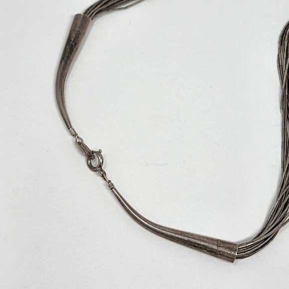 Sterling Silver Vintage Tube Beaded Layered Retro Necklace - Picture 5 of 7